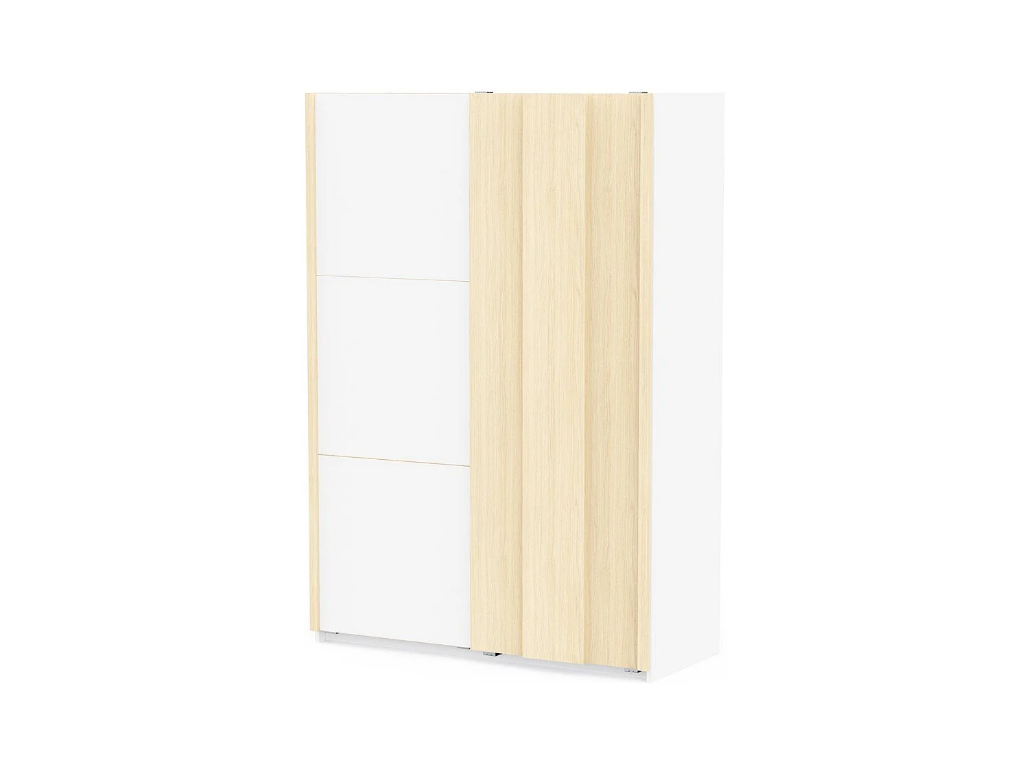 Armoire 2 portes coulissantes décor blanc et chêne de fil L140,1 cm - HEVA