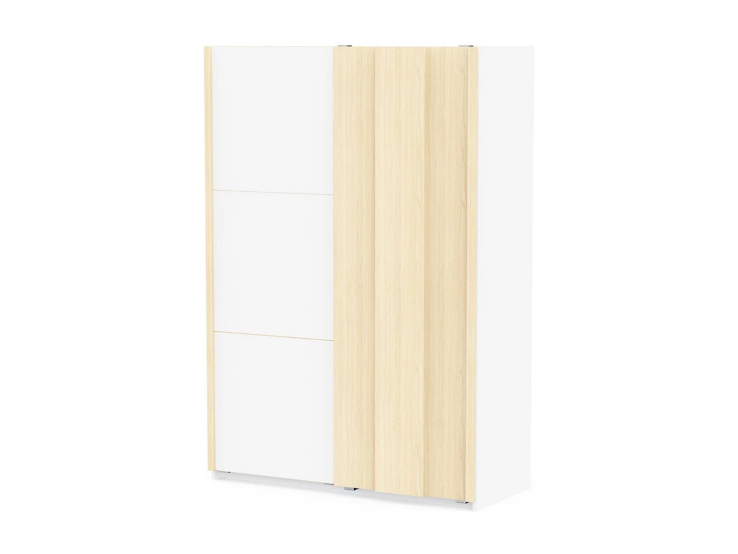 Armoire 2 portes coulissantes décor blanc et chêne de fil L140,1 cm - HEVA