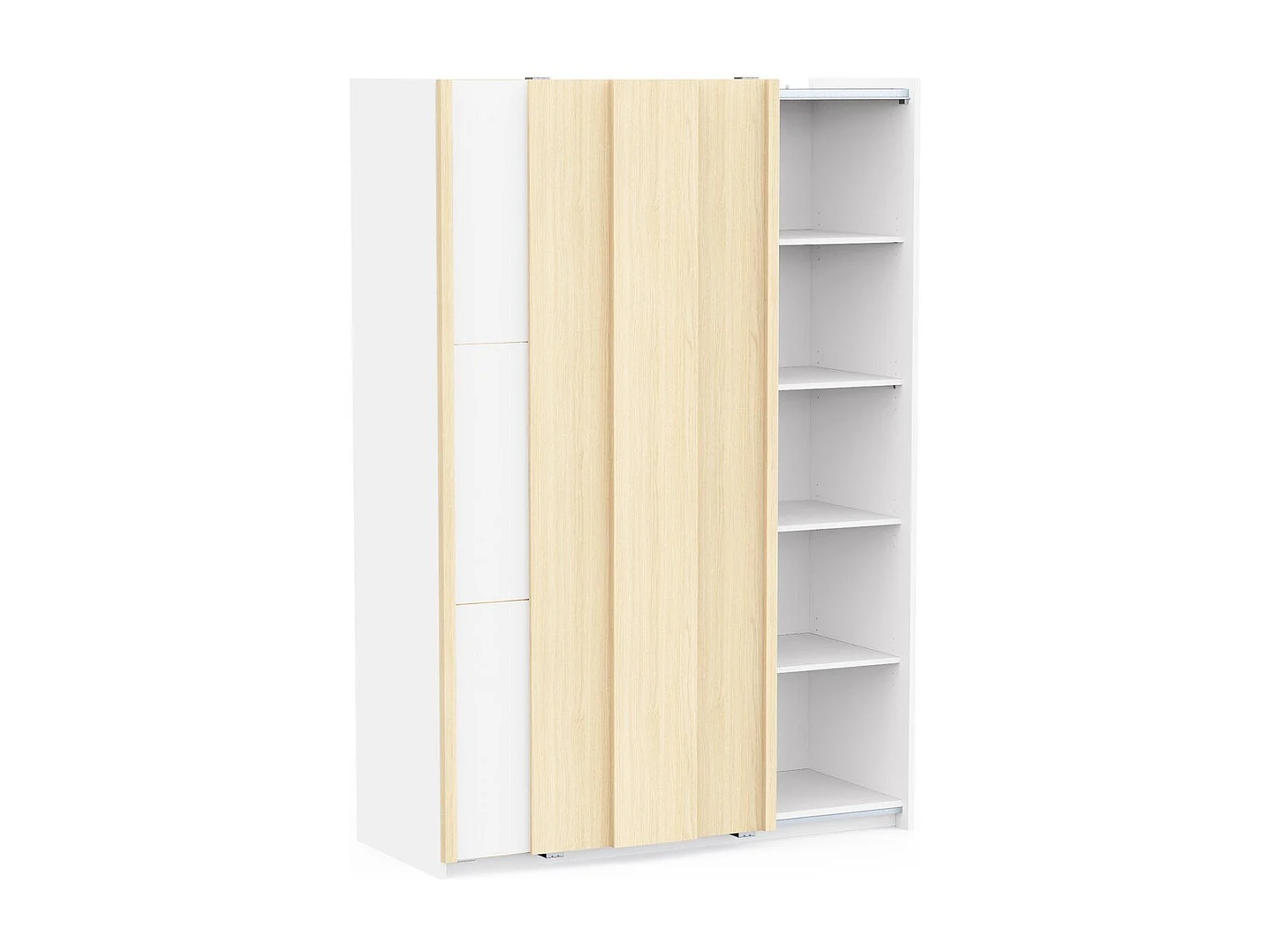 Armoire 2 portes coulissantes décor blanc et chêne de fil L140,1 cm - HEVA