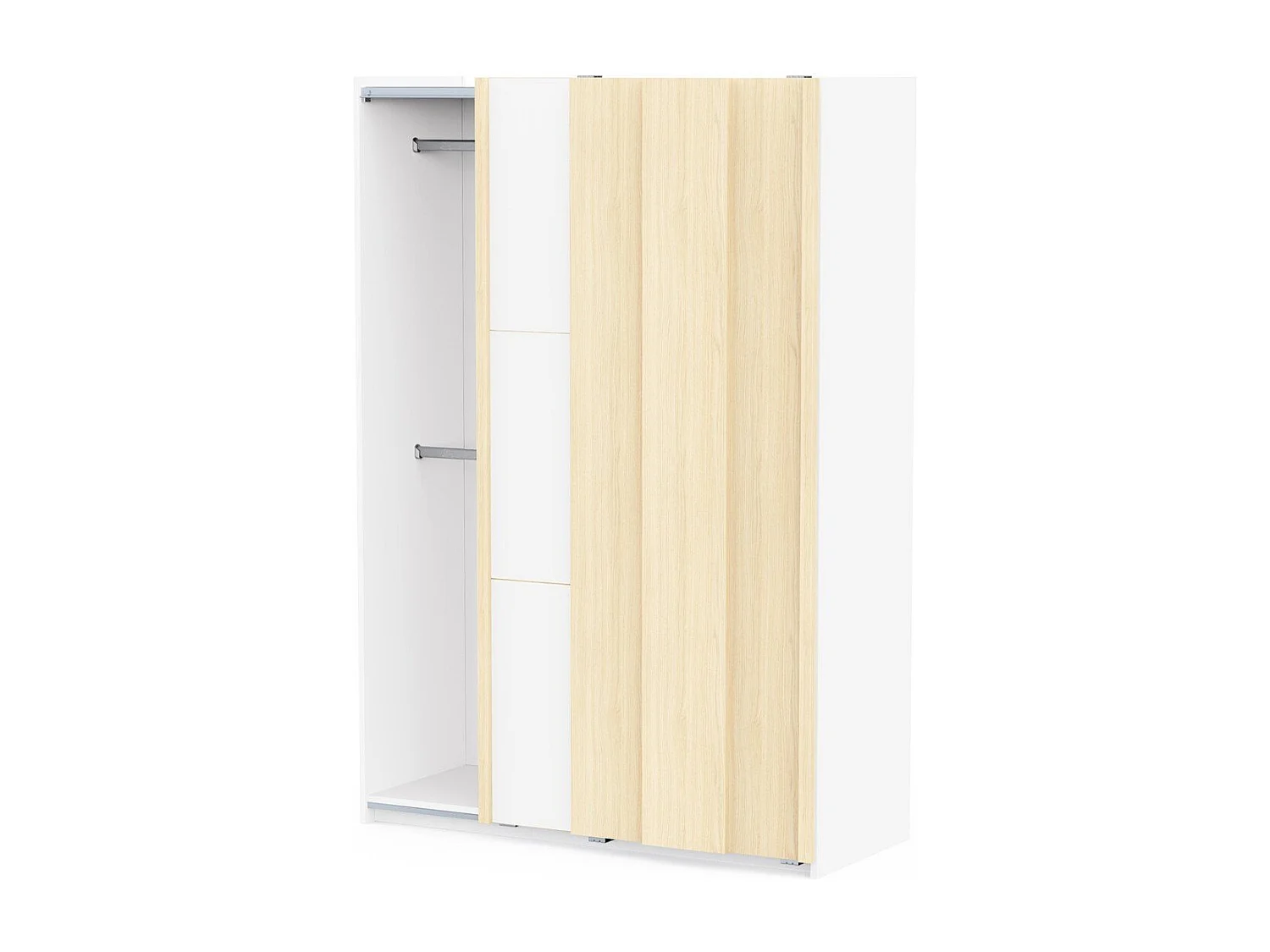 Armoire 2 portes coulissantes décor blanc et chêne de fil L140,1 cm - HEVA