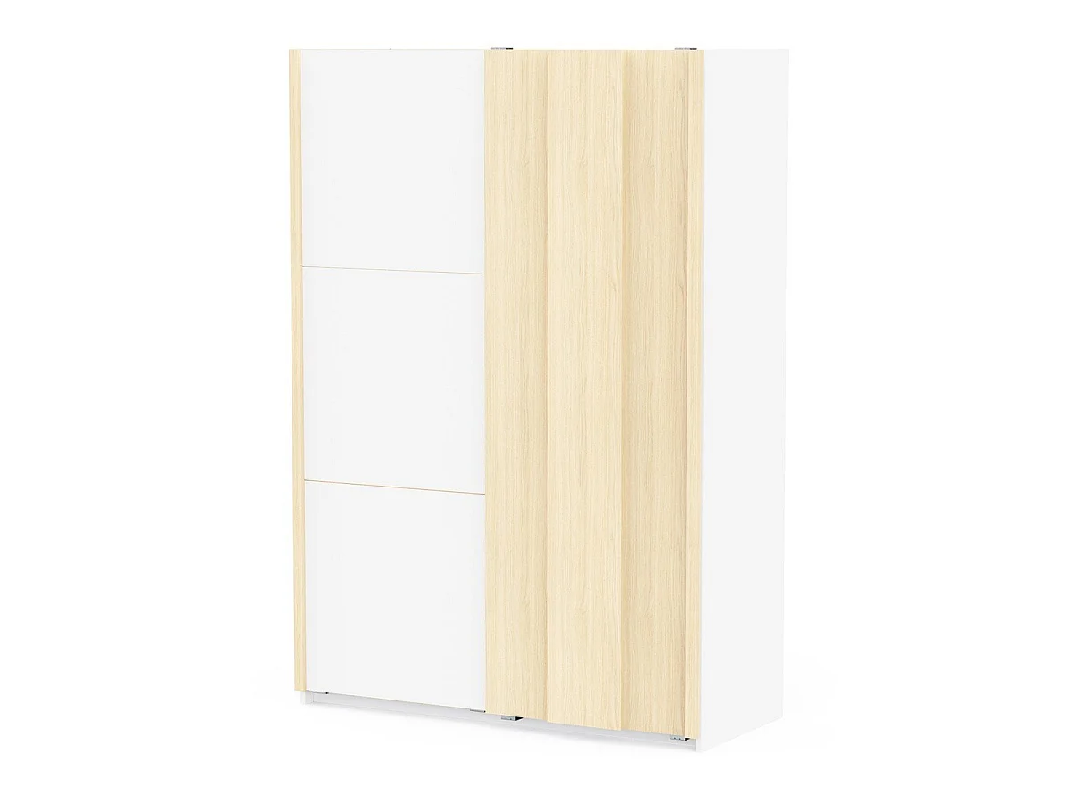 Szafa z 2 drzwiami przesuwnymi, wykończenie biały i dąb, L140,1 cm - HEVA