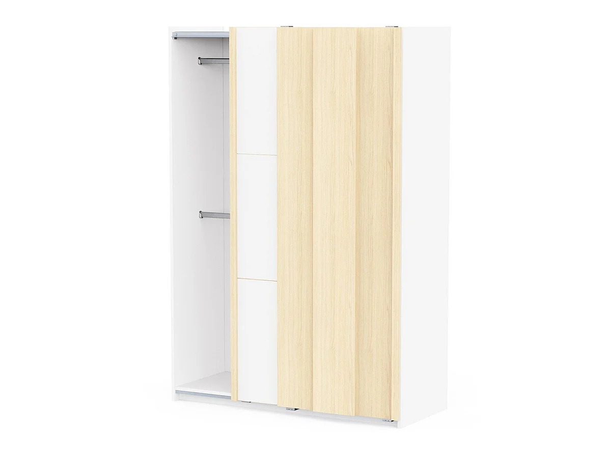 Szafa z 2 drzwiami przesuwnymi, wykończenie biały i dąb, L140,1 cm - HEVA