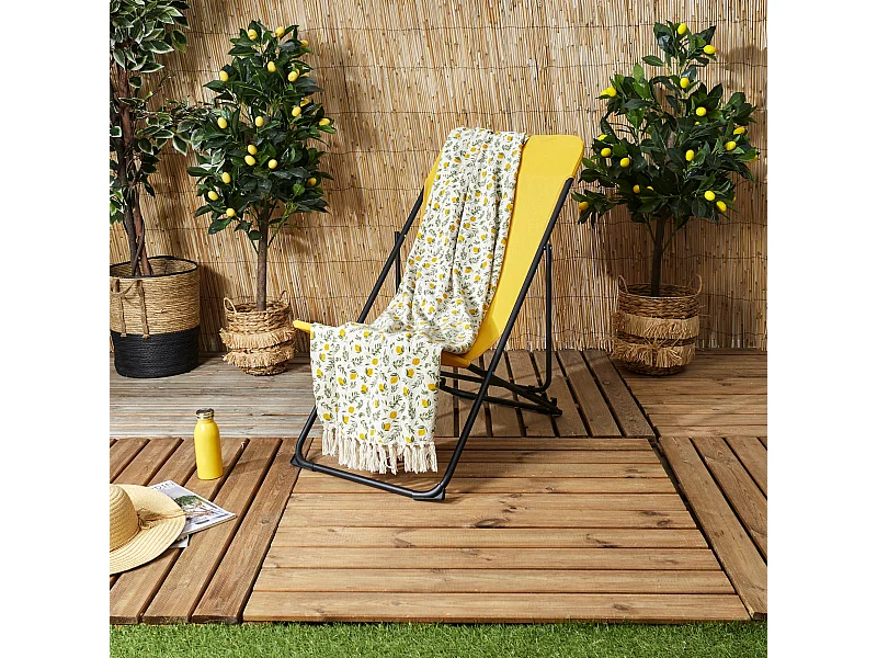 Plaid A Franges Bain De Soleil 125x150cm Jaune, Vert