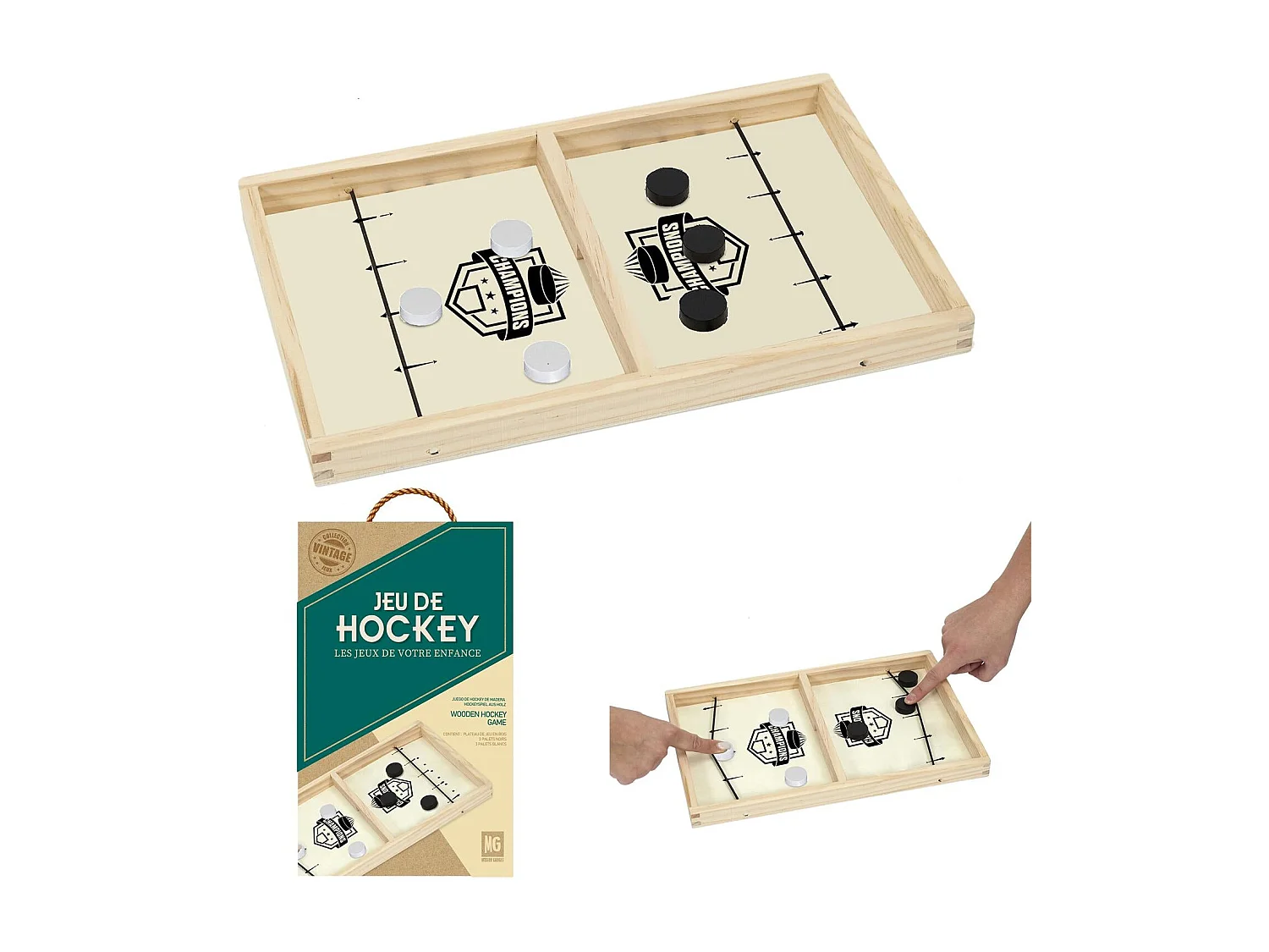 Jeu De Palets En Bois Marron, Noir, Blanc