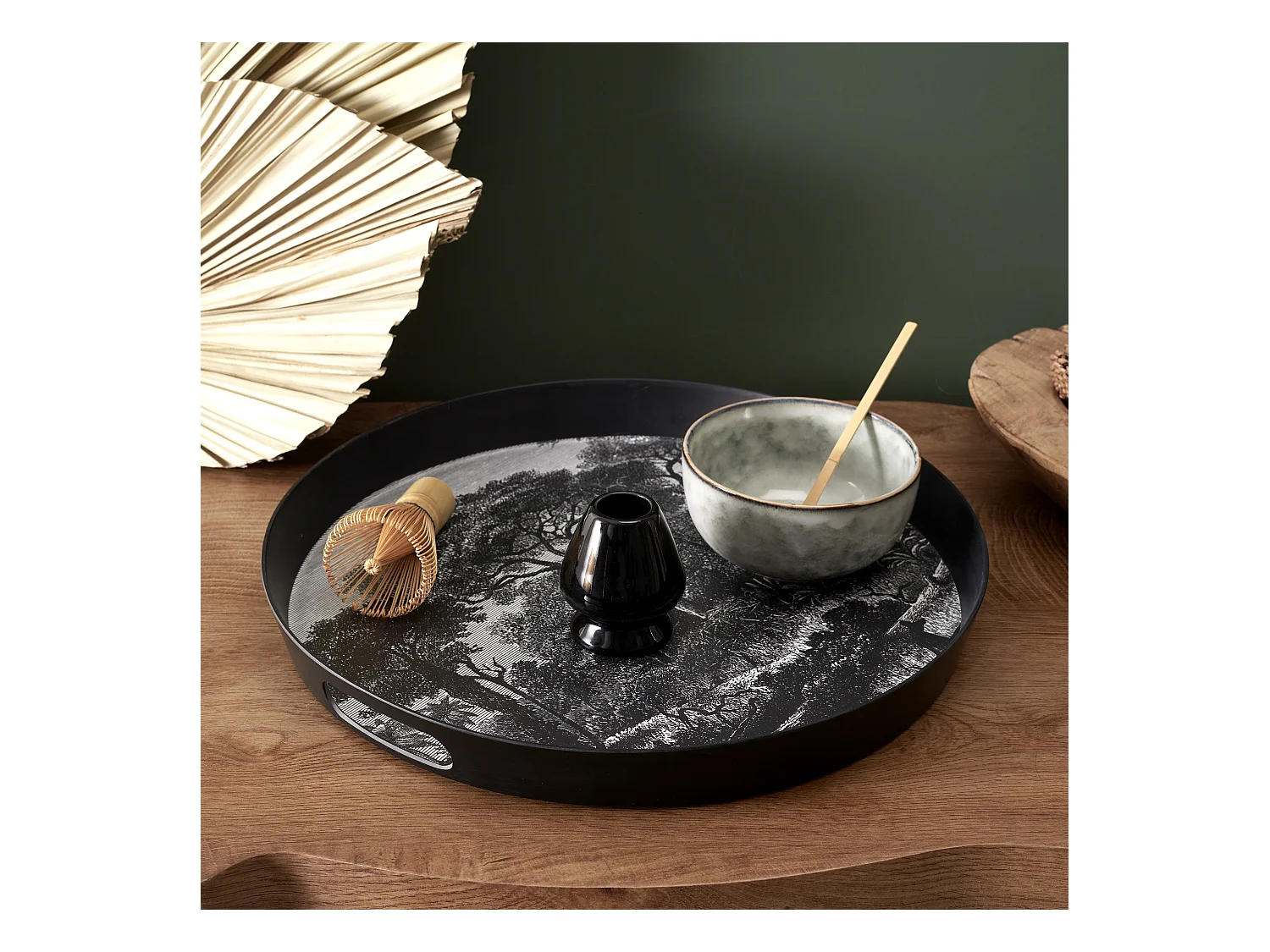 Plateau Black Forest D38cm Noir, Blanc