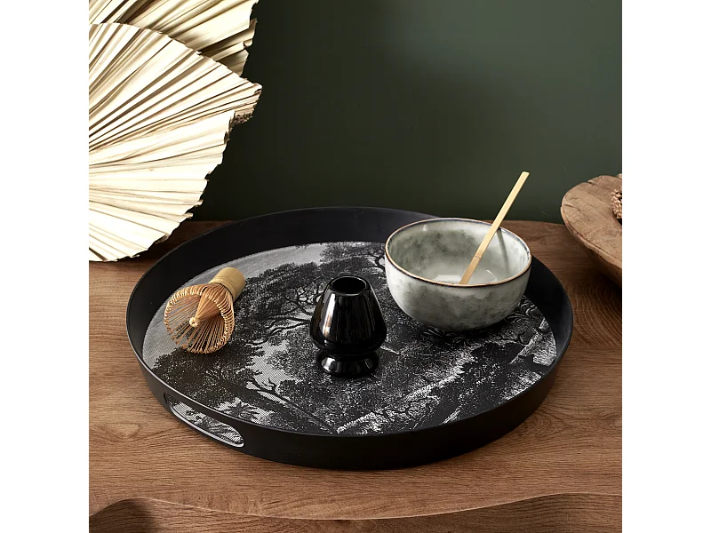 Plateau Black Forest D38cm Noir, Blanc