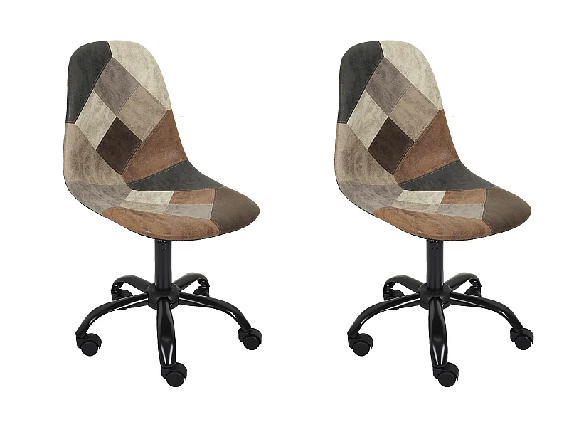 Chaise de Bureau "Patchwork" 78cm Marron & Noir
