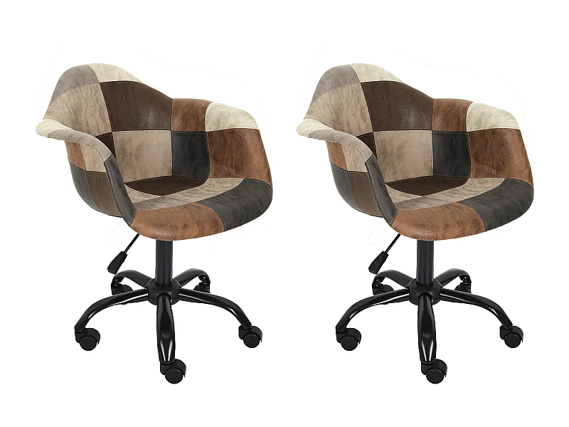 Fauteuil de Bureau "Patchwork" 74cm Marron & Noir