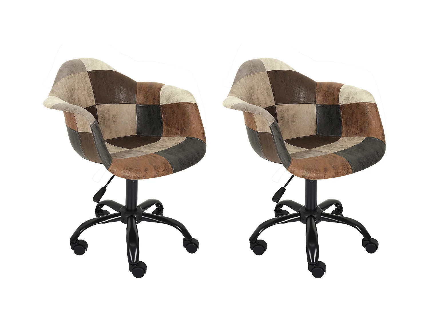 Fauteuil de Bureau "Patchwork" 74cm Marron & Noir