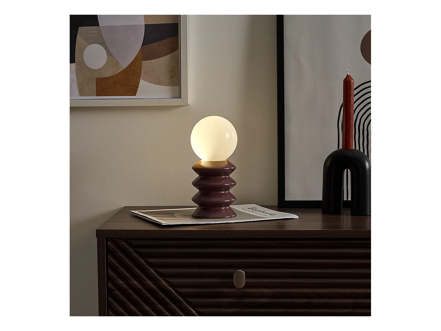 Lampe Ceramique Terracota A Piles Rouge