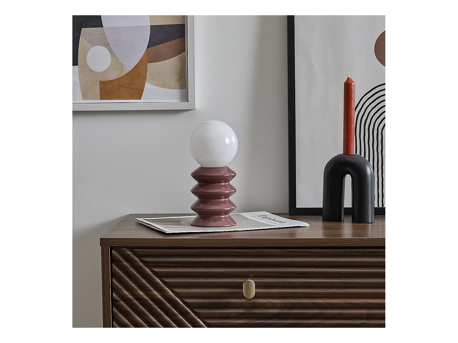 Lampe Ceramique Terracota A Piles Rouge