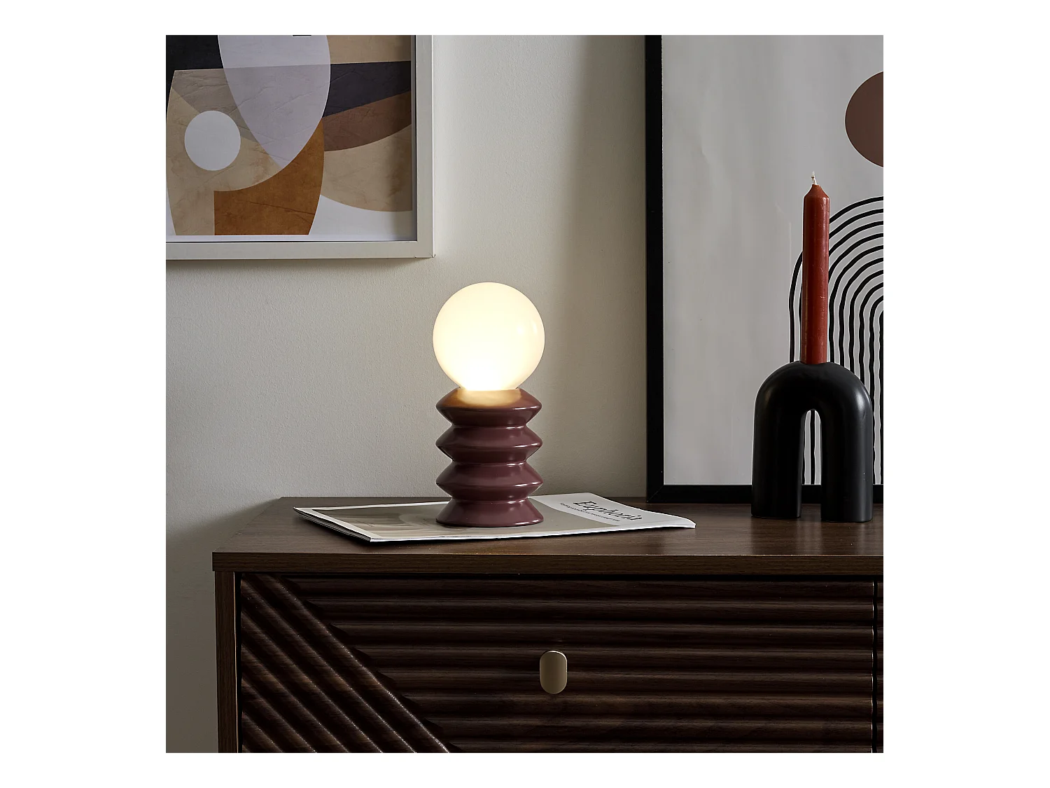 Lampe Ceramique Terracota A Piles Rouge