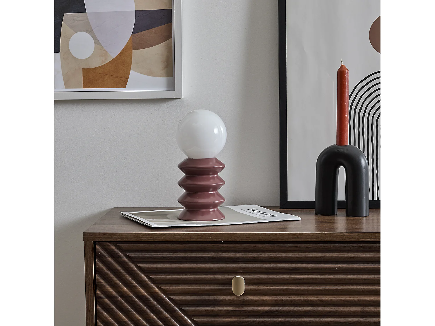 Lampe Ceramique Terracota A Piles Rouge