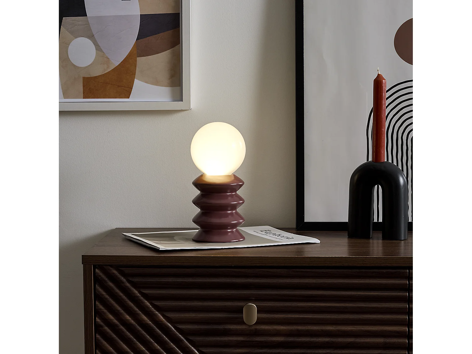 Lampe Ceramique Terracota A Piles Rouge