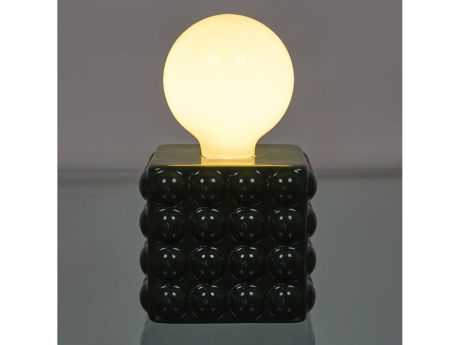 Lampe Ceramique Vert Foret A Piles Vert