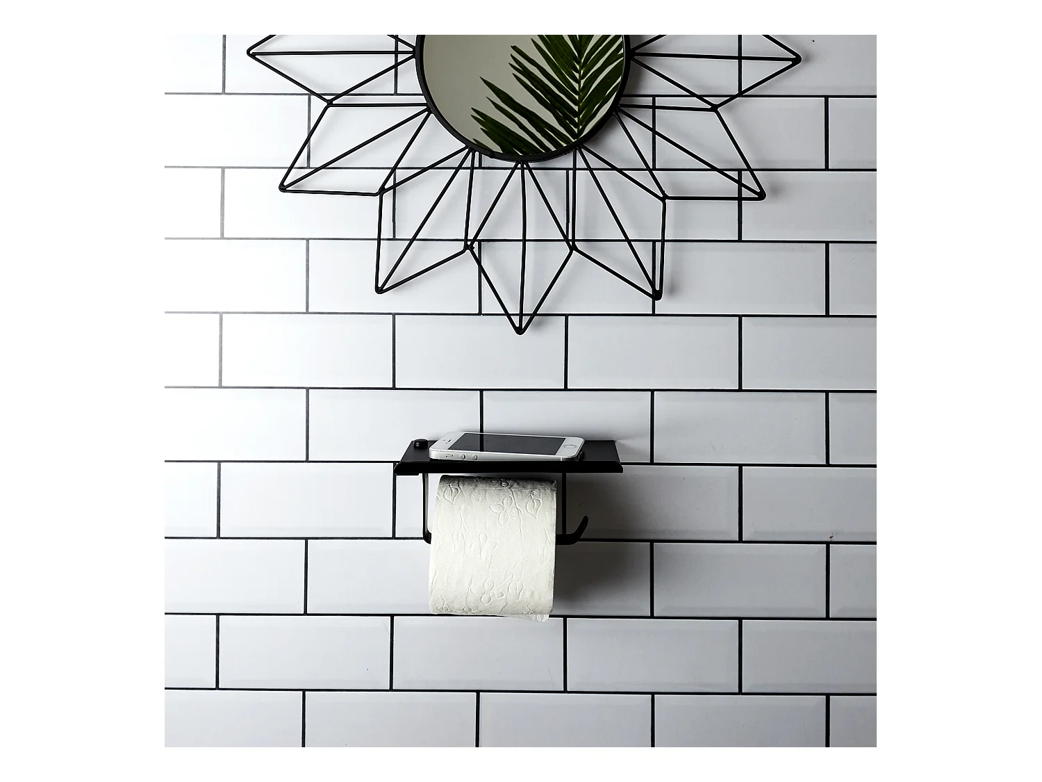 Dérouleur Papier WC avec Support Intégré en Acier Inoxydable Noir M18