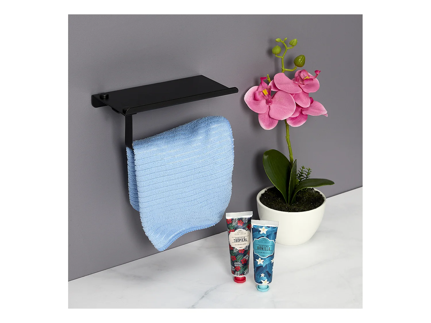 Dérouleur Papier WC avec Support Intégré en Acier Inoxydable Noir M18