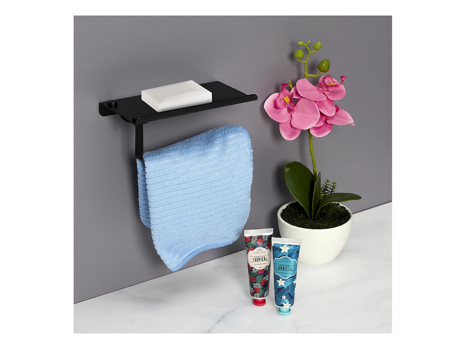 Dérouleur Papier WC avec Support Intégré en Acier Inoxydable Noir M18