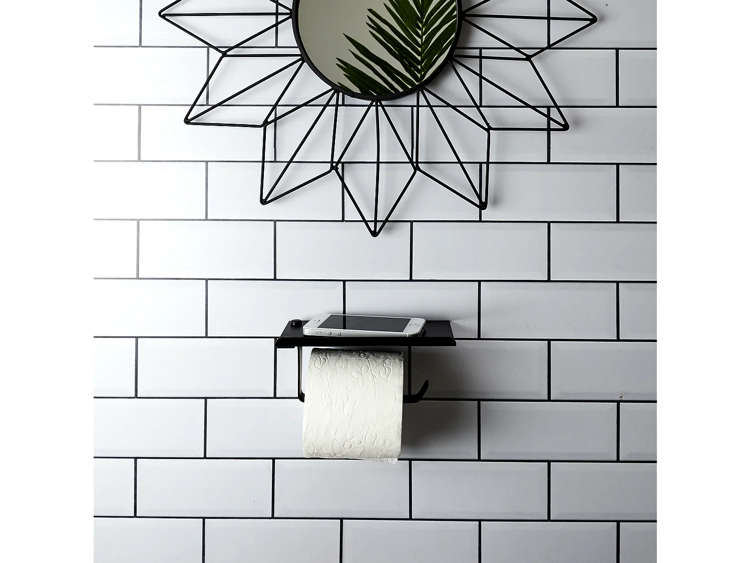 Dérouleur Papier WC avec Support Intégré en Acier Inoxydable Noir M18