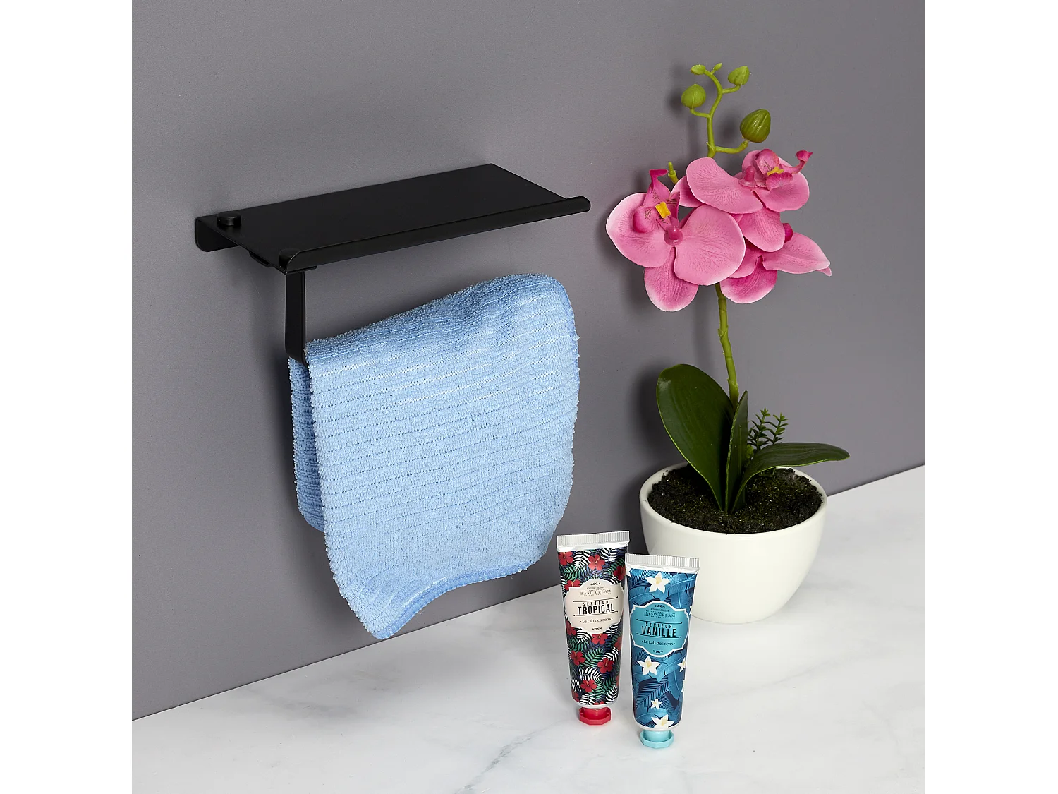 Dérouleur Papier WC avec Support Intégré en Acier Inoxydable Noir M18