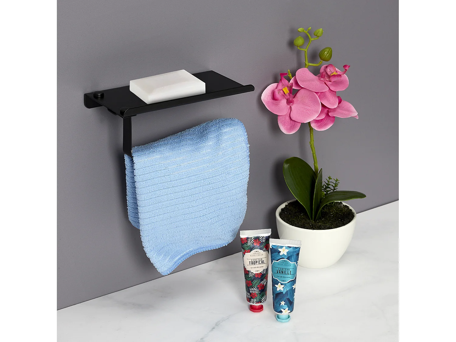 Dérouleur Papier WC avec Support Intégré en Acier Inoxydable Noir M18