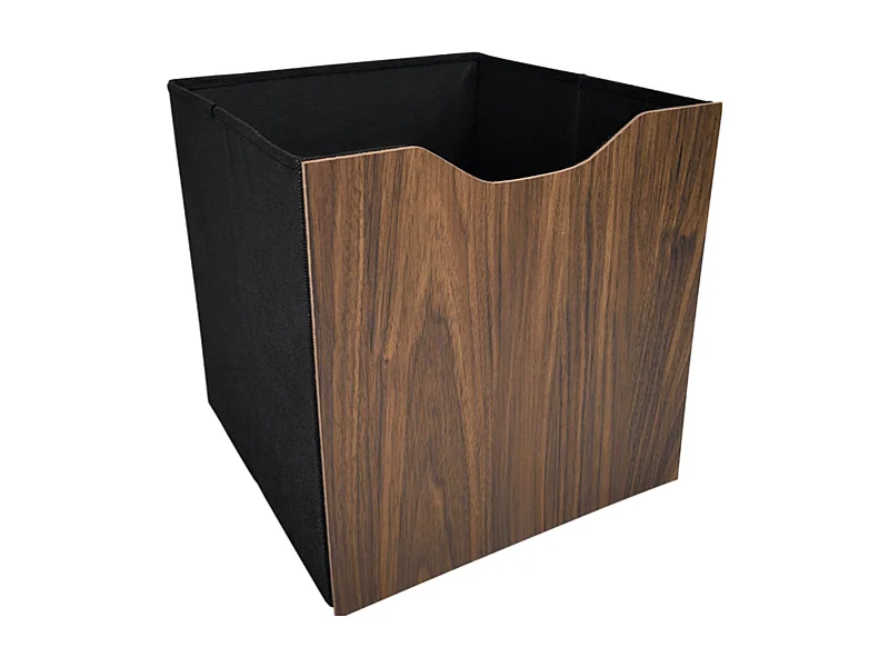Cube De Rangement Pliable Bois Fonce 30x30cm Marron, Noir