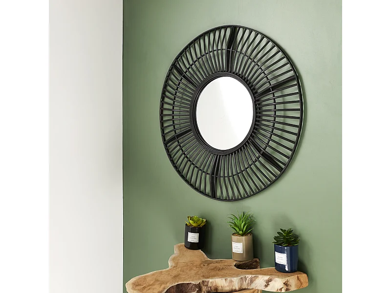 Miroir Noir Sauvage D70cm Noir