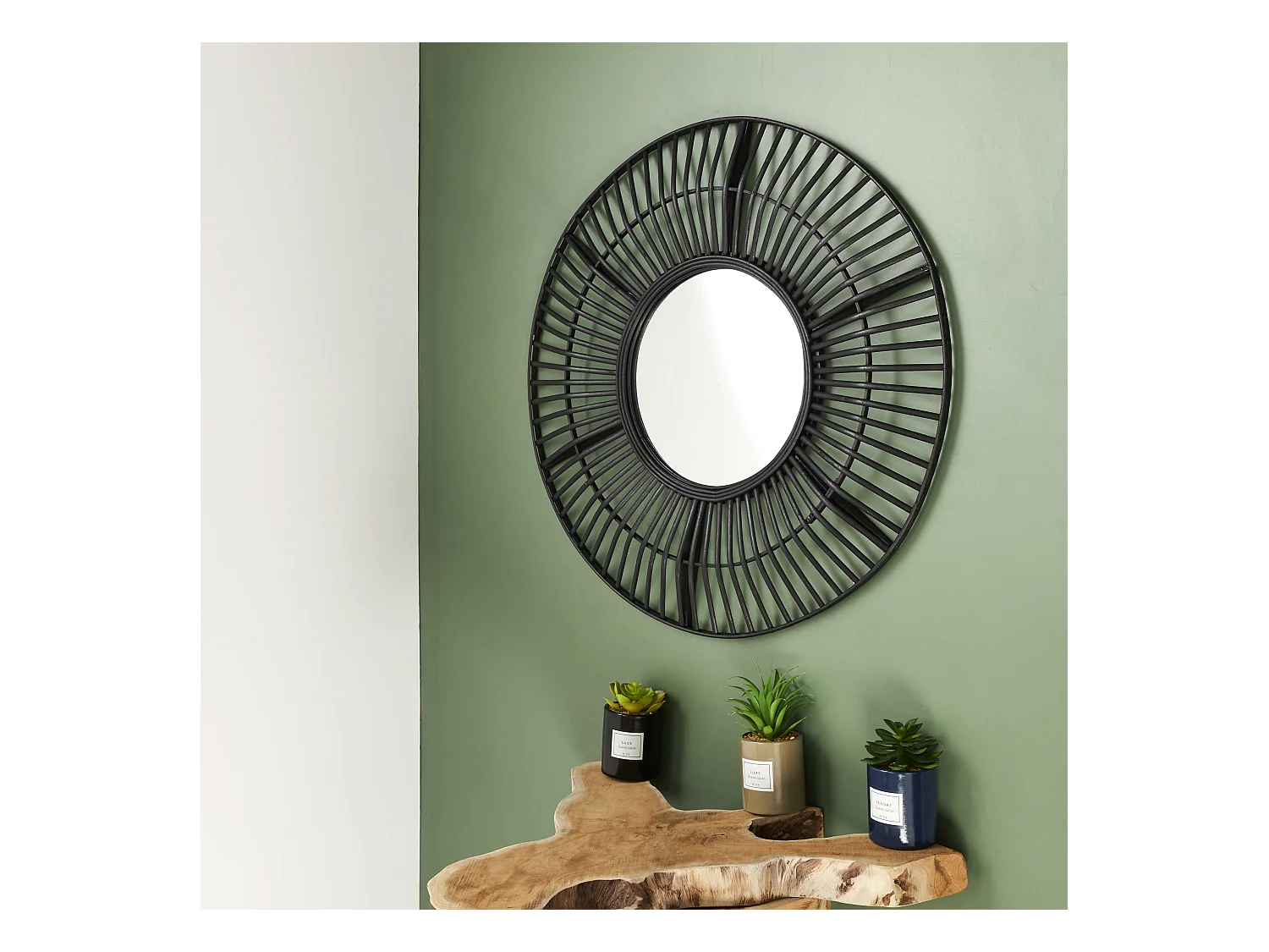 Miroir Noir Sauvage D70cm Noir