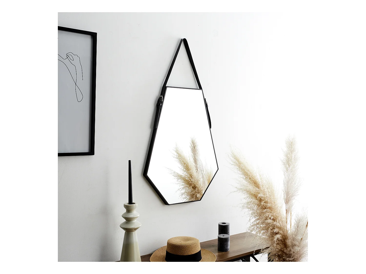 Miroir Anse Diamant 66x49cm Noir, Transparent
