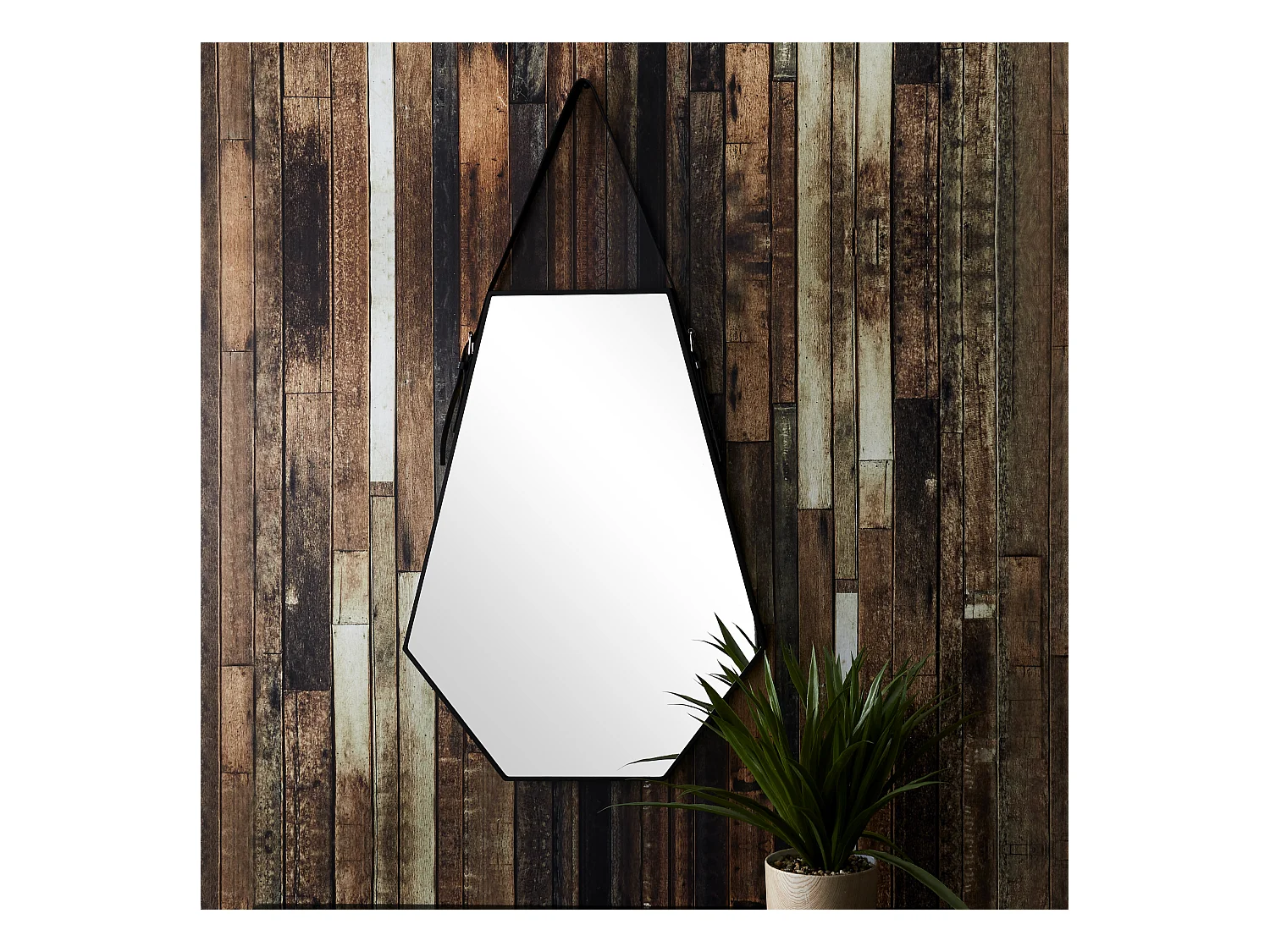 Miroir Anse Diamant 66x49cm Noir, Transparent