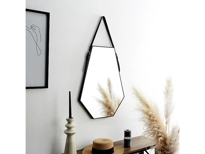 Miroir Anse Diamant 66x49cm Noir, Transparent