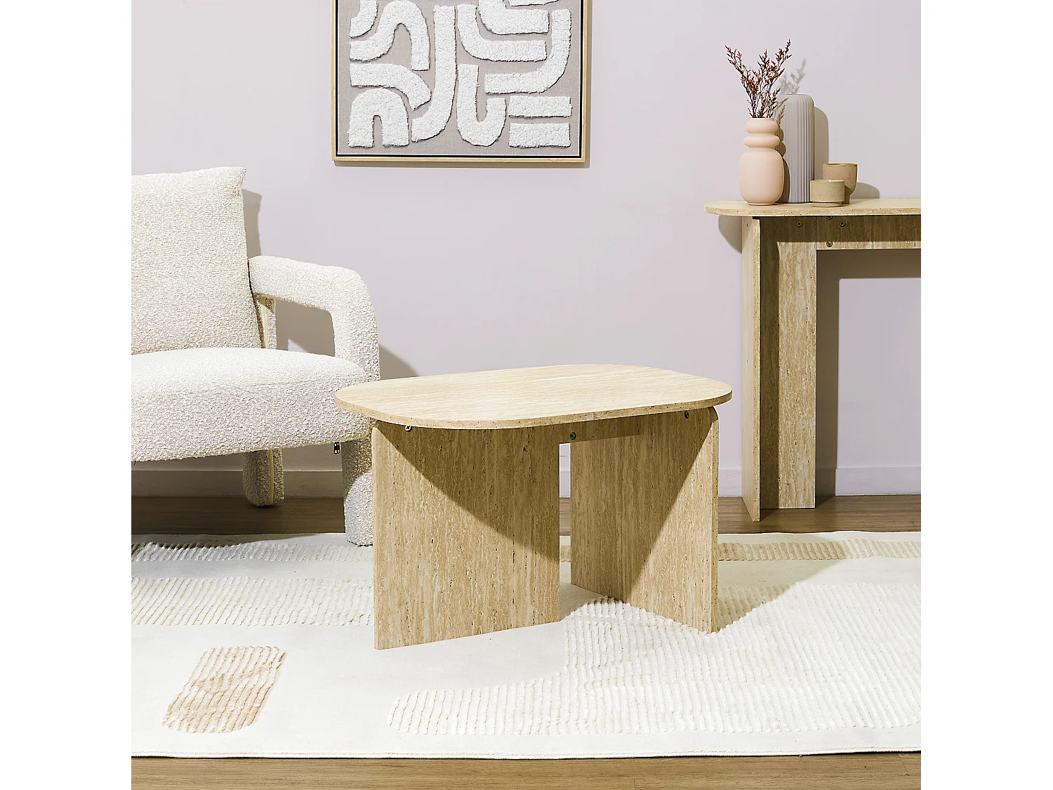 Table Basse Pietra Blanc, Beige
