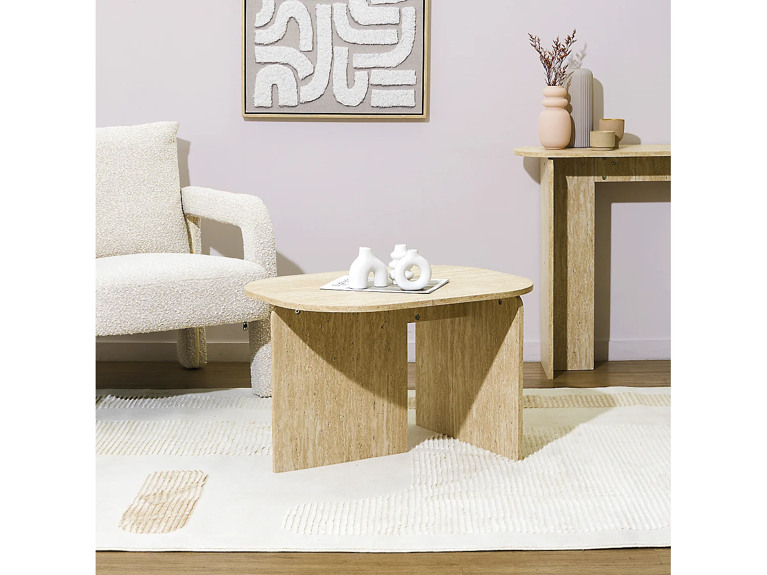 Table Basse Pietra Blanc, Beige