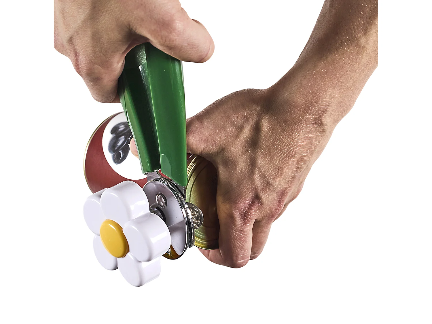 Ouvre Boite Floral Vert, Blanc, Jaune