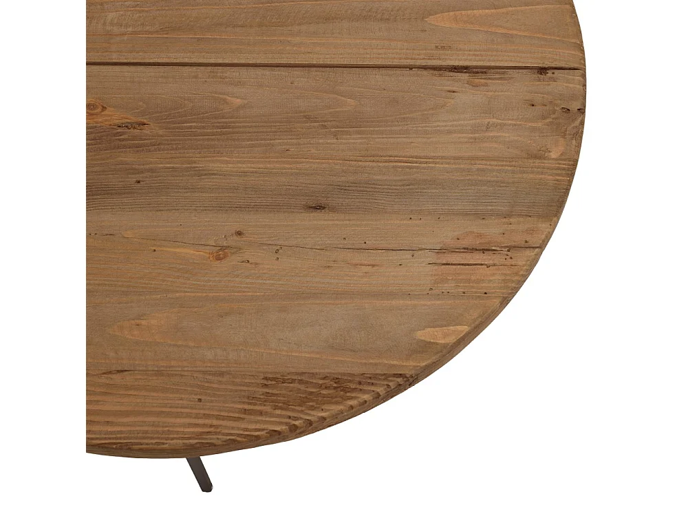 DANDY - Table basse ronde 70x70cm bois pin recyclé et pieds métal noir