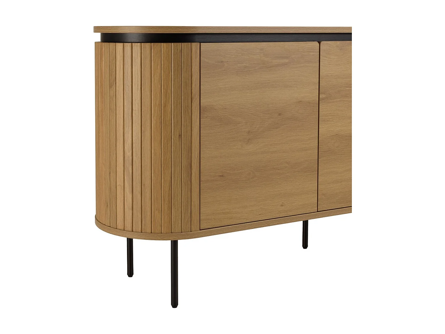 ETHAN - Buffet arrondi bois couleur naturelle 3 portes