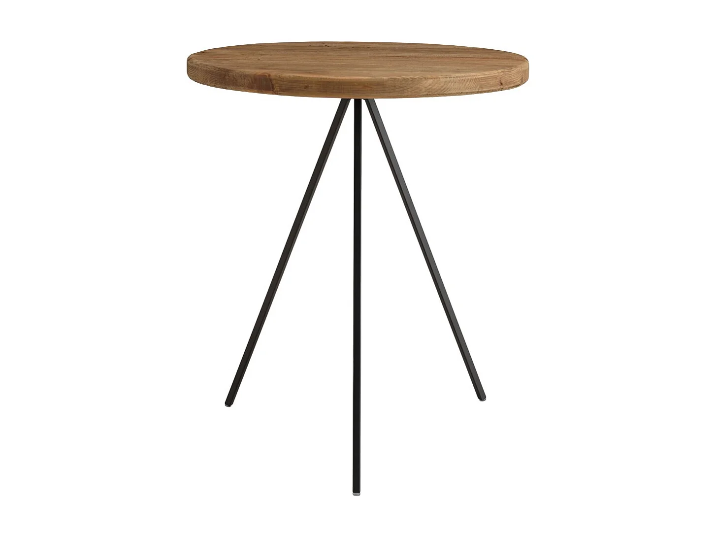 DANDY - Table basse ronde 70x70cm bois Pin recyclé et pieds métal noir