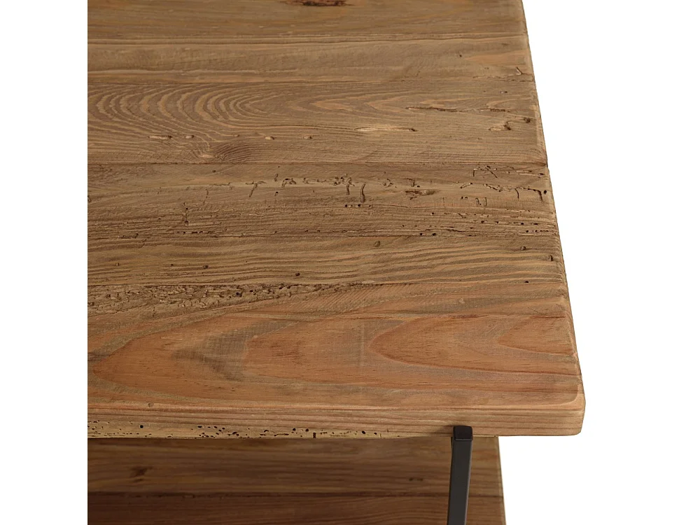 DANDY - Table d'appoint rect. 50x42cm bois Pin recyclé et pieds métal