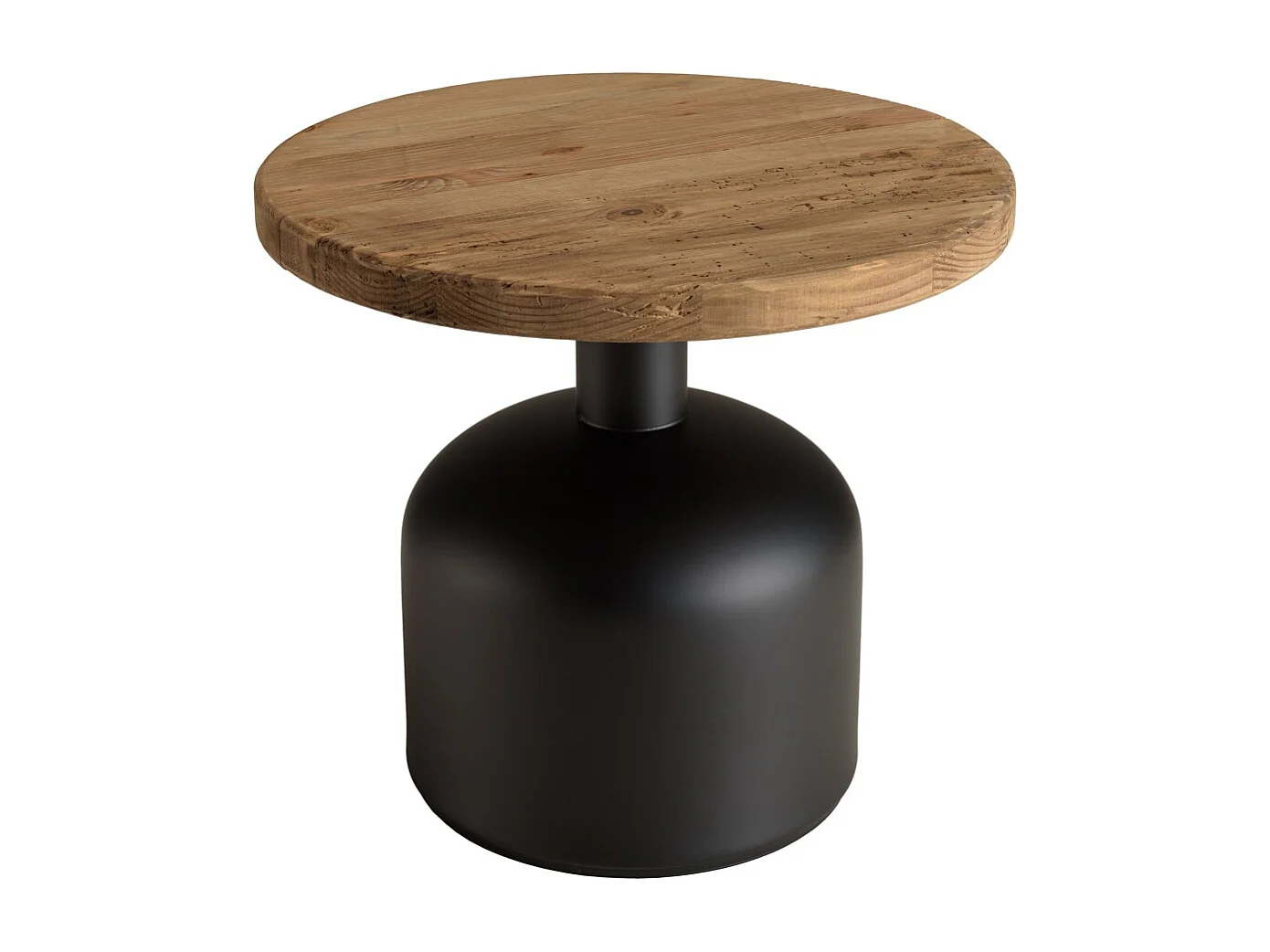 DANDY - Table d'appoint ronde 50x50cm bois Pin recyclé pied métal noir