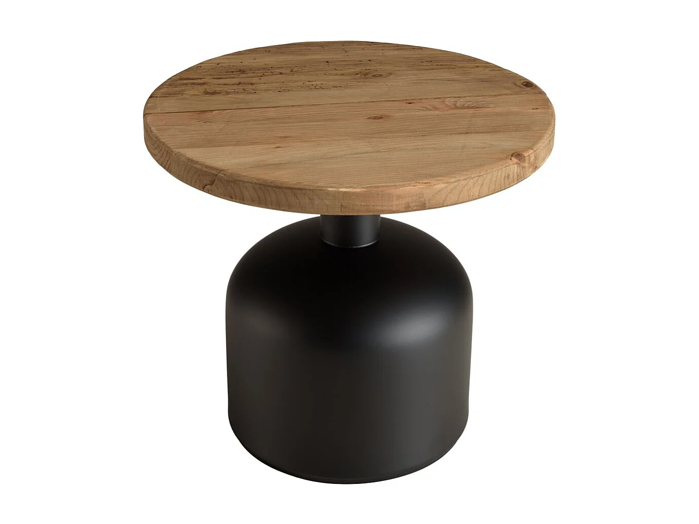 DANDY - Table d'appoint ronde 50x50cm bois Pin recyclé pied métal noir
