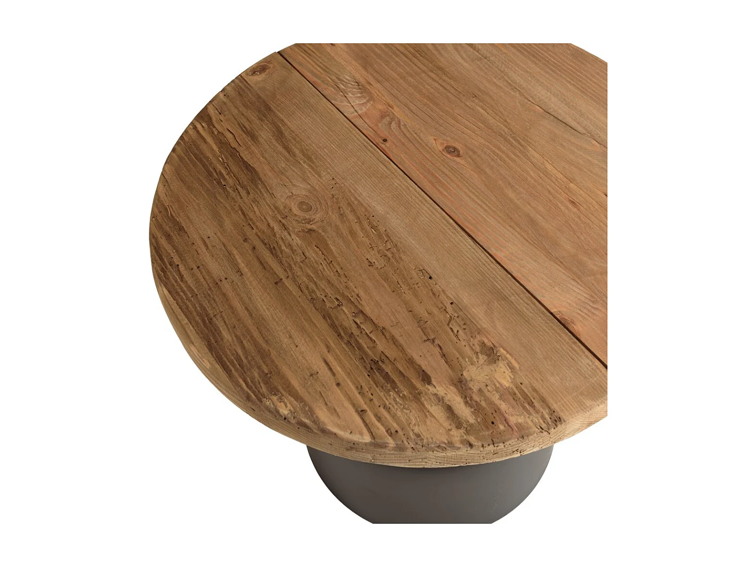 DANDY - Table d'appoint ronde 50x50cm bois Pin recyclé pied métal noir
