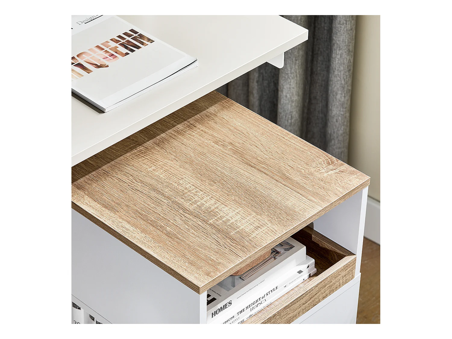 SoBuy Caisson de Bureau Mobile Tiroir Amovible Compartiments Mélaminé Blanc 400x460x860mm