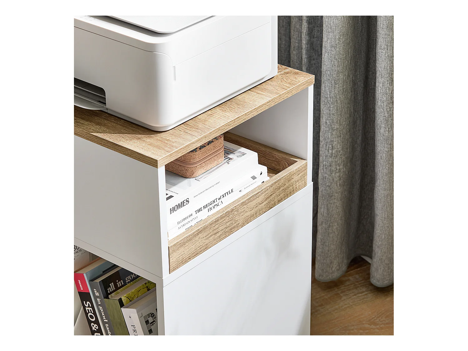 SoBuy Caisson de Bureau Mobile Tiroir Amovible Compartiments Mélaminé Blanc 400x460x860mm