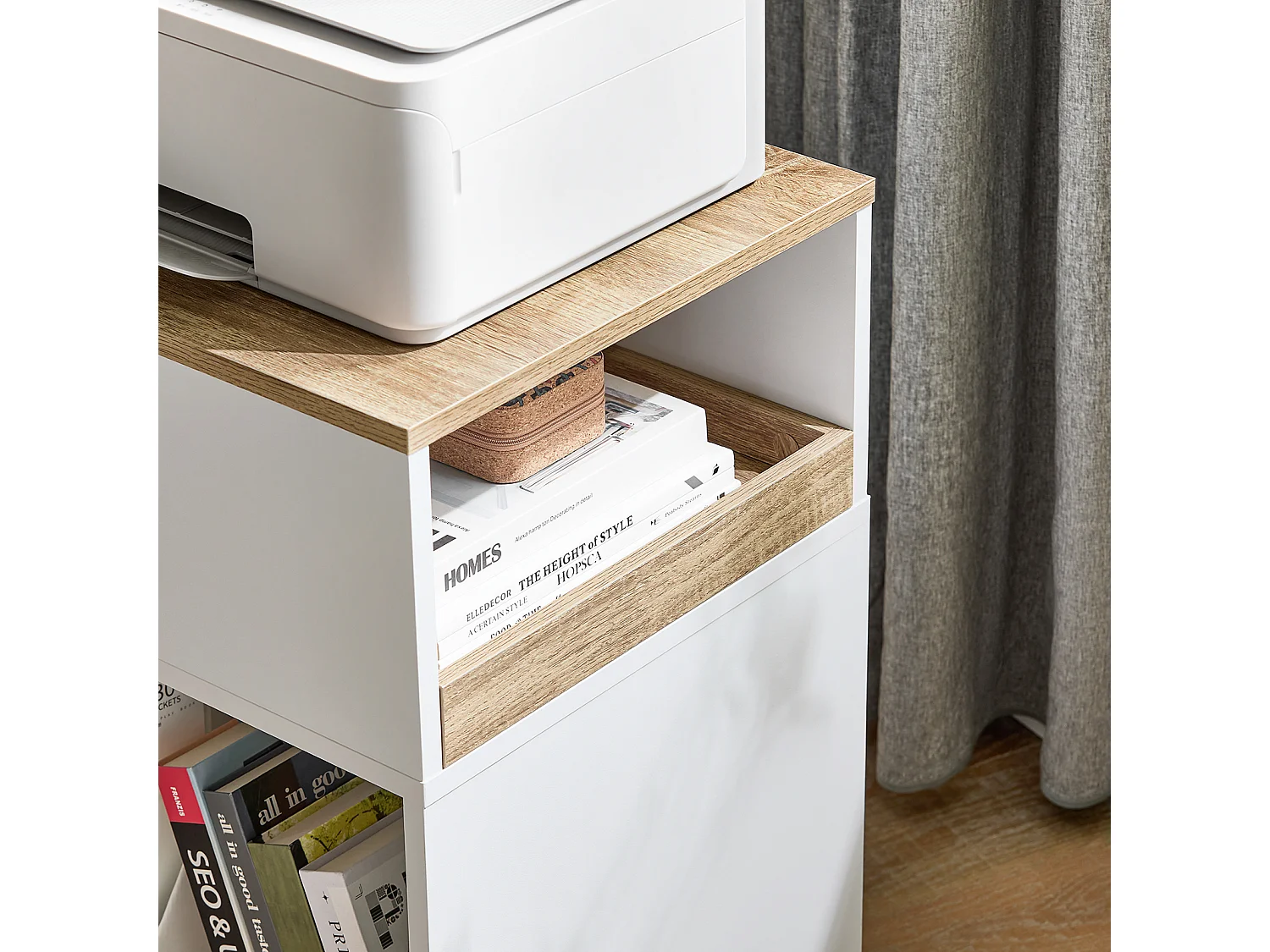 SoBuy Regał biurowy z szufladami biały 80x40x119 cm