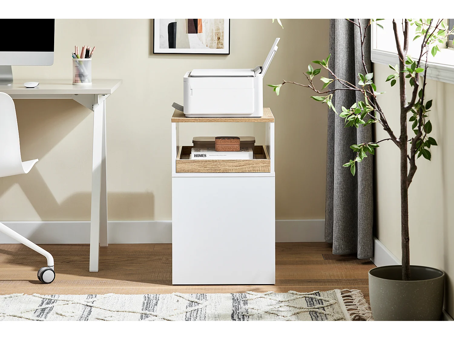 SoBuy Regał biurowy z szufladami biały 80x40x119 cm