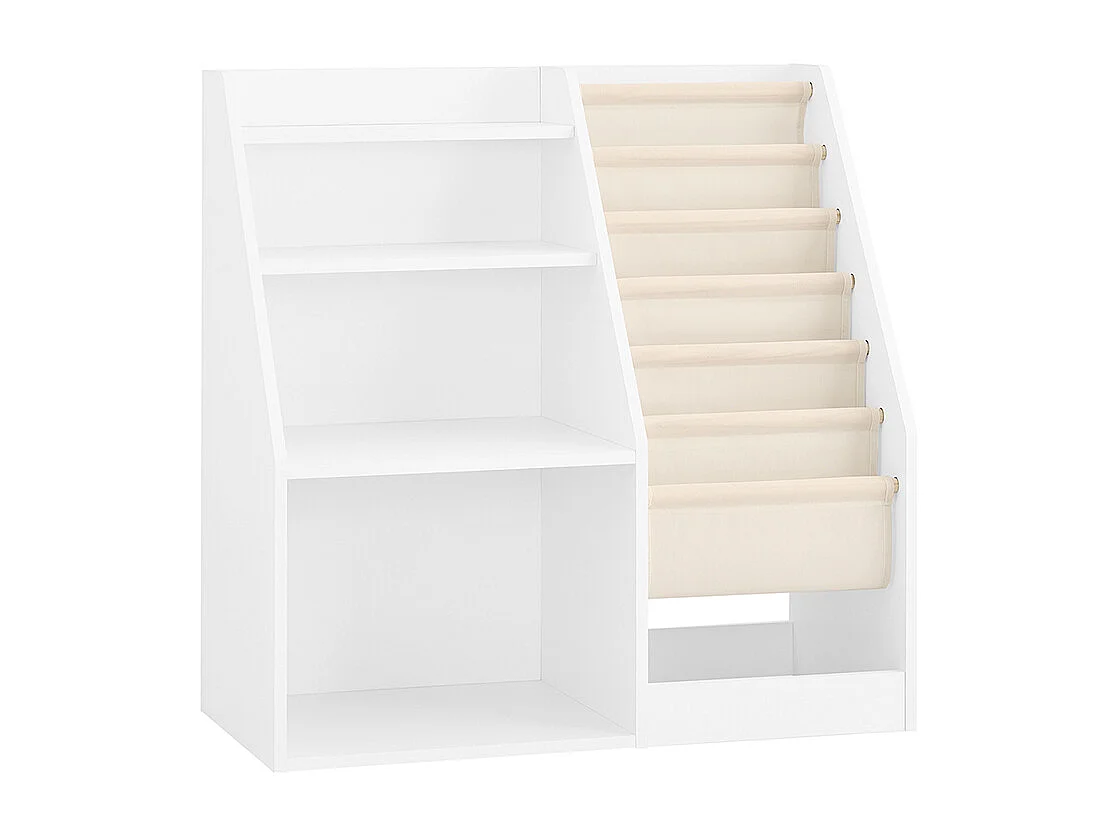 SoBuy Estantería infantil Montessori con 3 estantes y 1 cesta multifuncional para juguetes ahorra espacio Blanco 80x40x80cm