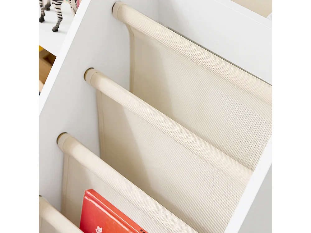 SoBuy Estantería infantil Montessori con 3 estantes y 1 cesta multifuncional para juguetes ahorra espacio Blanco 80x40x80cm