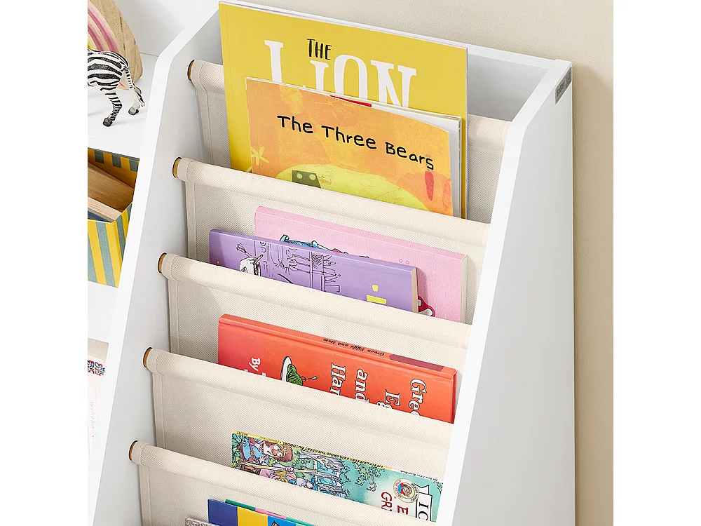 SoBuy Estantería infantil Montessori con 3 estantes y 1 cesta multifuncional para juguetes ahorra espacio Blanco 80x40x80cm