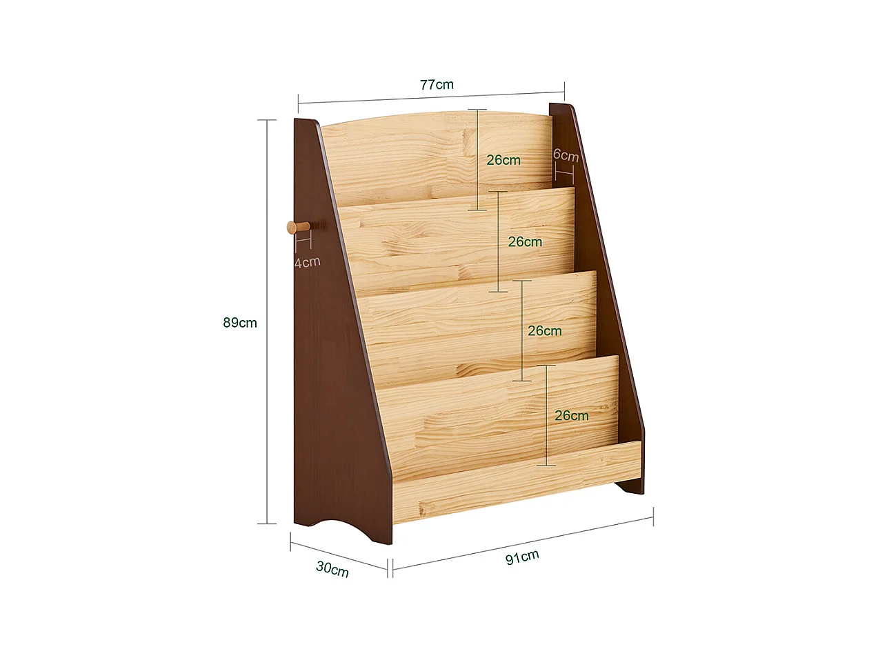 SoBuy regał dziecięcy Montessori z 4 przegródkami i 2 haczykami naturalne 91x30x89 cm
