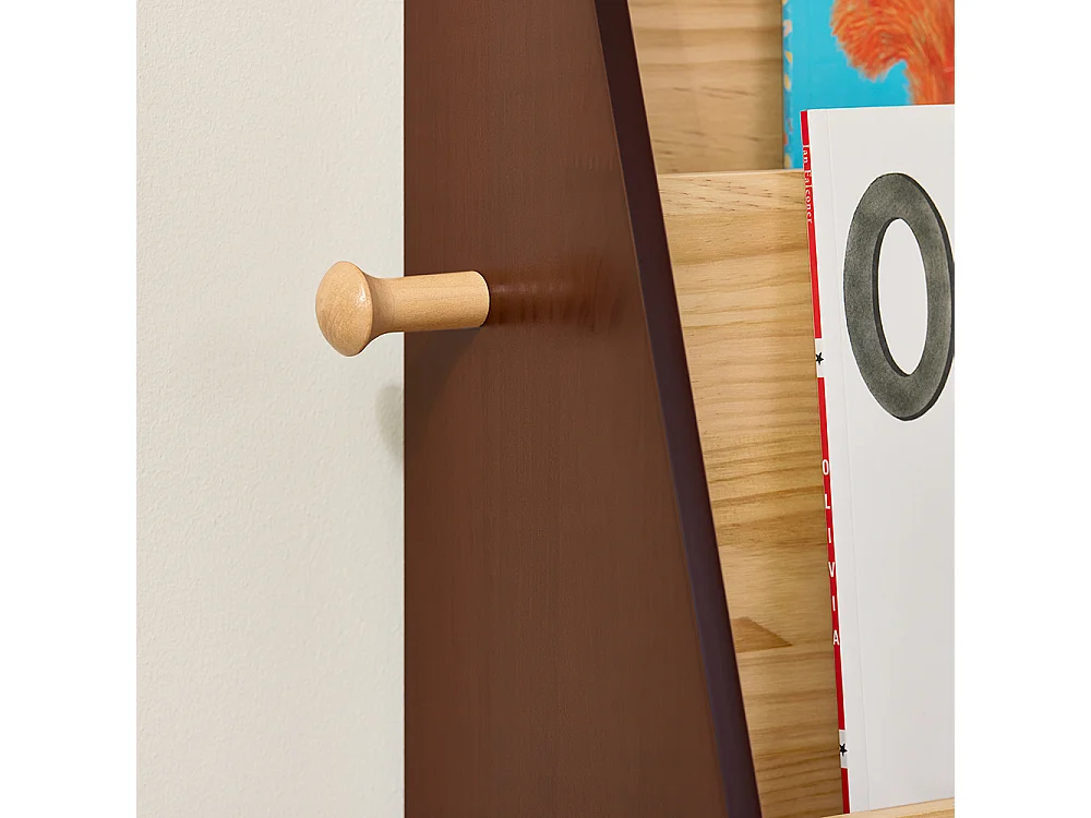 SoBuy regał dziecięcy Montessori z 4 przegródkami i 2 haczykami naturalne 91x30x89 cm